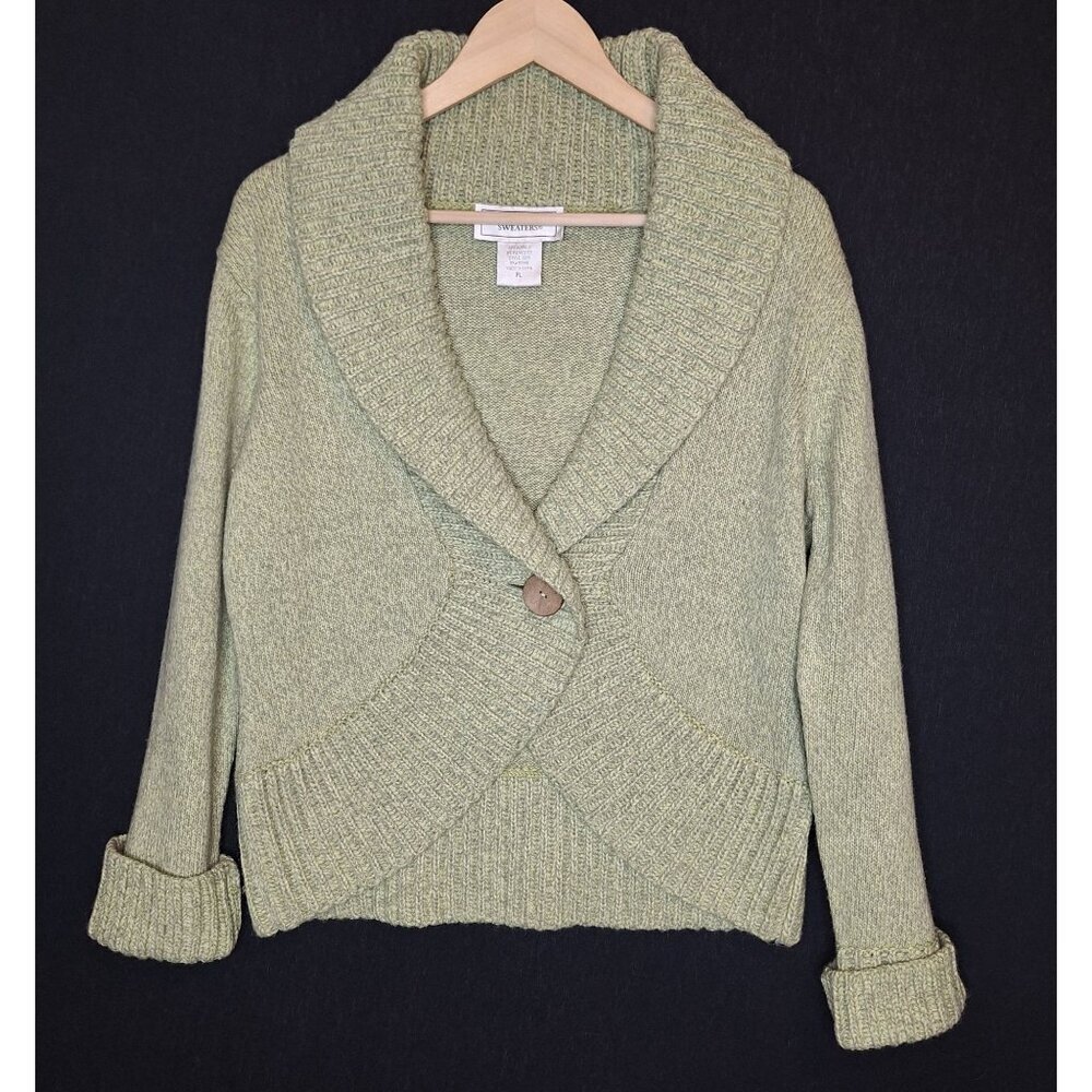 NWOT United States Sweaters Soft Green Shawl Collar Wrap Cardigan Size LP Preppy